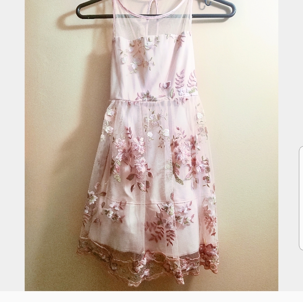 Crystal Doll Pink Flower Tulle Dress